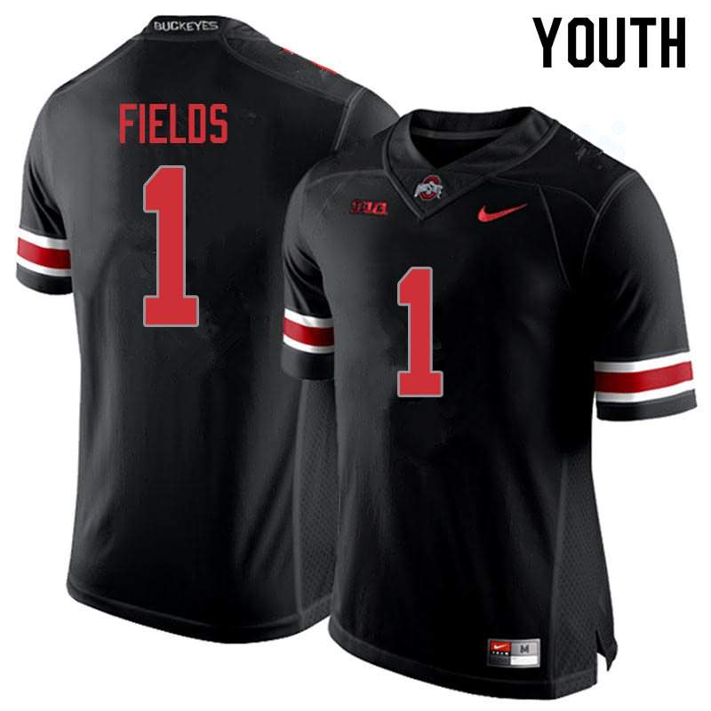 Ohio State Buckeyes Youth Justin Fields #1 Blackout Authentic Nike College NCAA Stitched Football Jersey AK19J26ZI